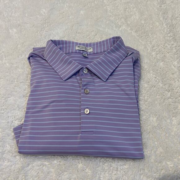 Mens Peter Millar Summer Comfort Golf Polo Shirt Purple/Blue Stripes Sz 2XL - Picture 1 of 7
